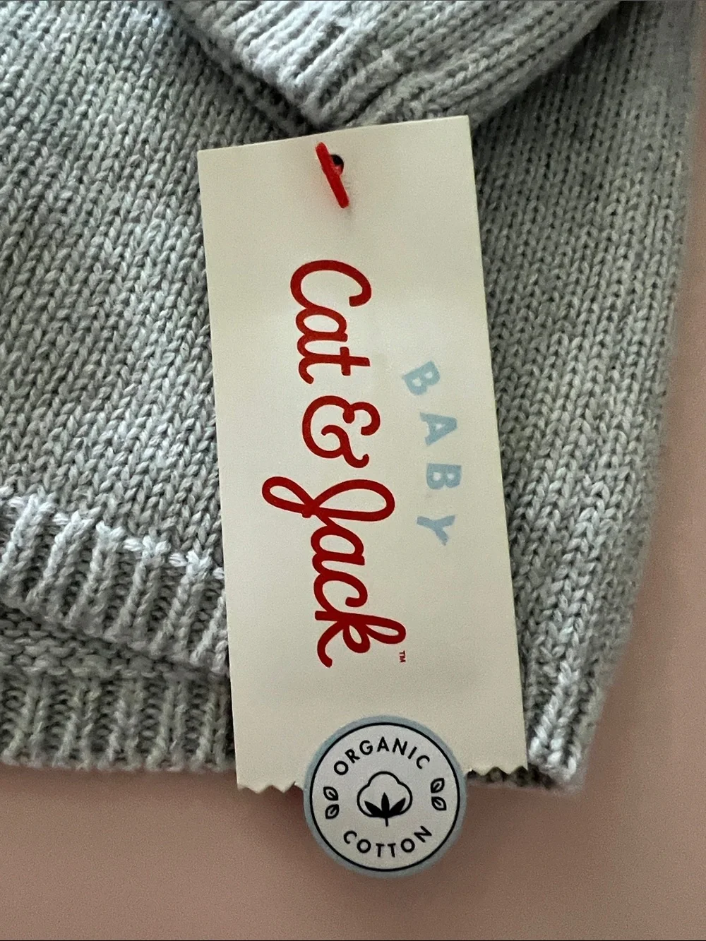 Cat & Jack Light Gray Knit Hooded Baby Cardigan